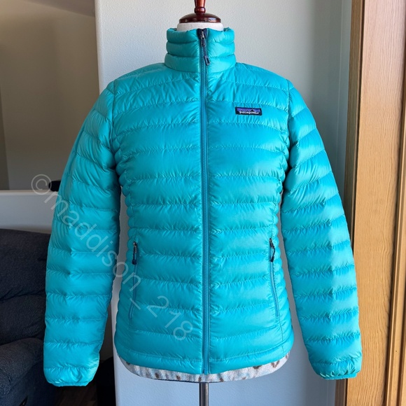 Patagonia Down Sweater Jacket Medium Epic Blue Puffer Coat 800-fill-power down M - Picture 14 of 14